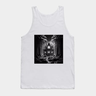 Scary house standing alone in dark forest Tank Top